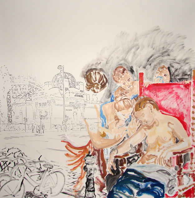 132.Paraphrase auf Guido Cagnacci, Selbstmord der Cleopatra, 150×150cm, 2010