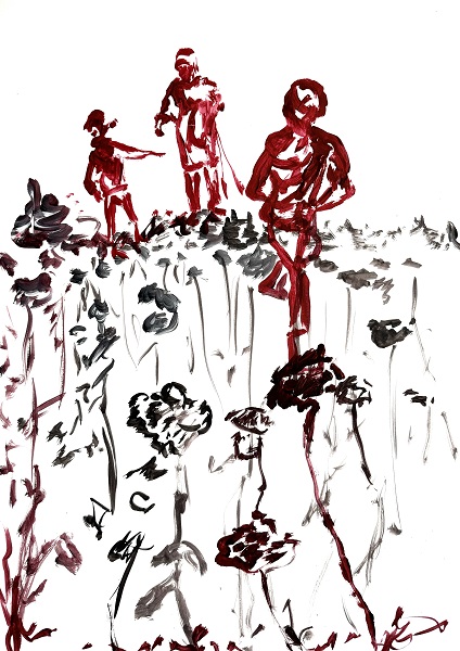 445.Zeit…2024, Mixed Media aud Papier, 50 x 40cm (2)