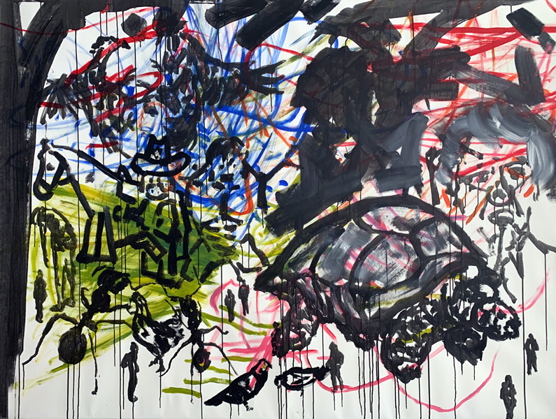 5.Fight Club, 2019, Mixed Media auf Leinwand, 150 × 200 cm