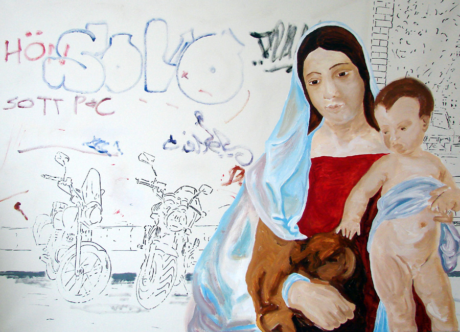 Paraphrase auf Tizian, Die Zigeunermadonna, 95×130cm, 2009