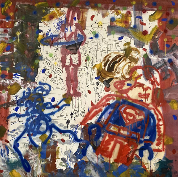 Supergirl, 2022, Mixed Media auf Leinwand, 145 x 145cm